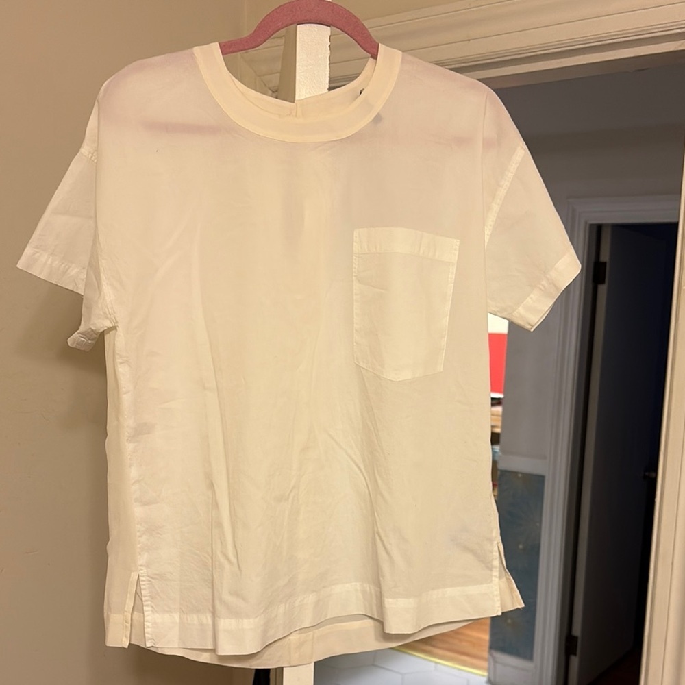 Madewell cotton and silk short sleeve white shirt.  Size S